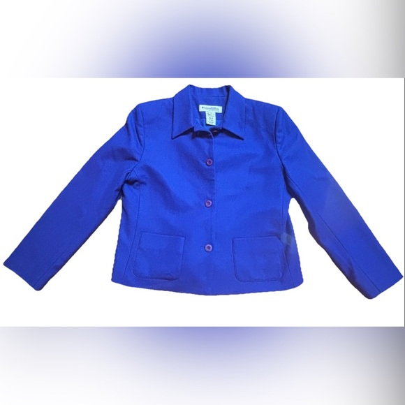 Appleseeds Jacket Womens 100% Virgin Wool Coat Blazer Blue Button Up Size 10P - Picture 1 of 5